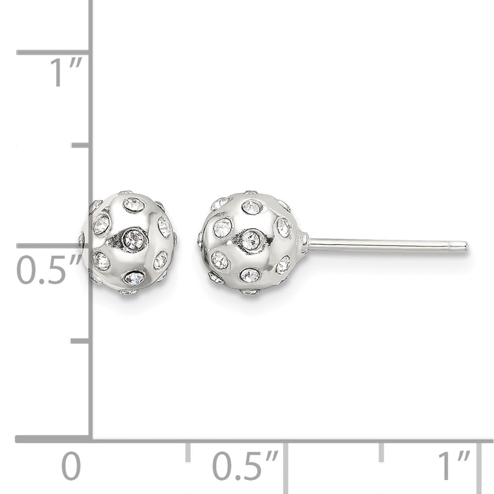 Sterling Silver Polished CZ 6.5mm Ball Stud Earrings