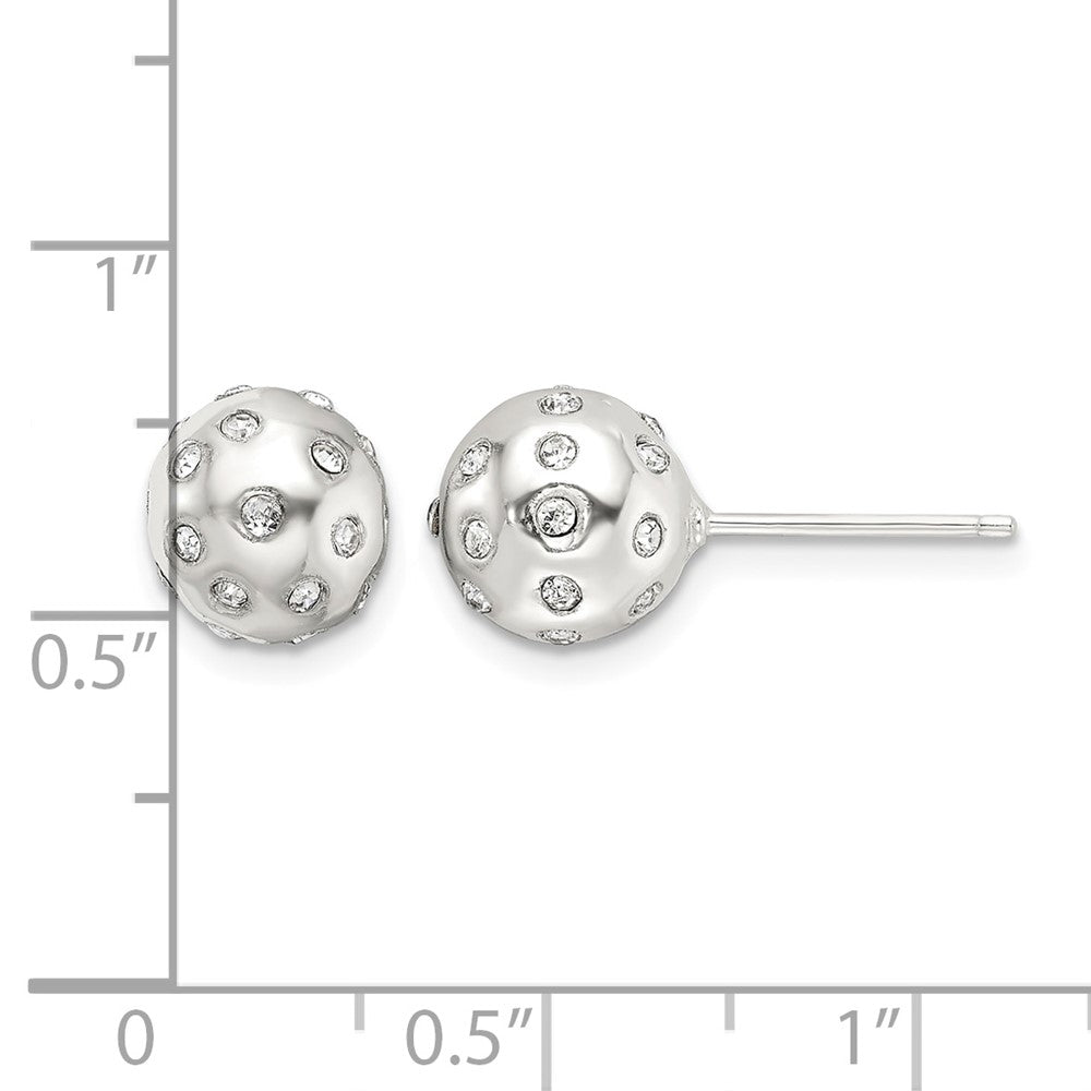 Sterling Silver Polished CZ 8.5mm Ball Stud Earrings