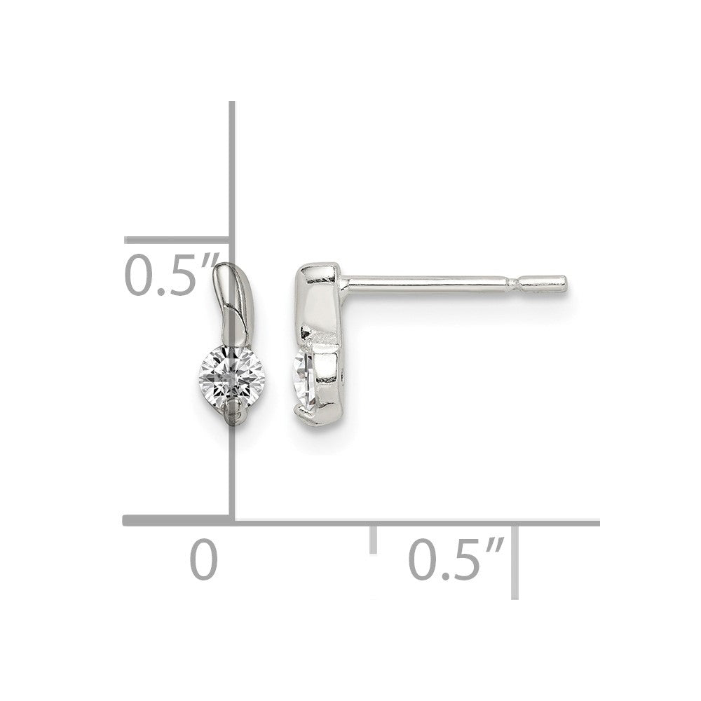 Sterling Silver Polished CZ Post Earrings