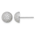Sterling Silver Rhodium-plated Pavé CZ Domed Post Earrings