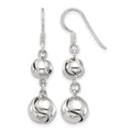 Sterling Silver Polished Knot Dangle Shepherd Hook Earrings