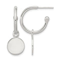 Sterling Silver Polished C-Hoop Dangle Disc Post Earrings