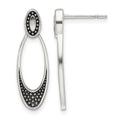 Sterling Silver Polished and Antiqued Oval Post Earrings
