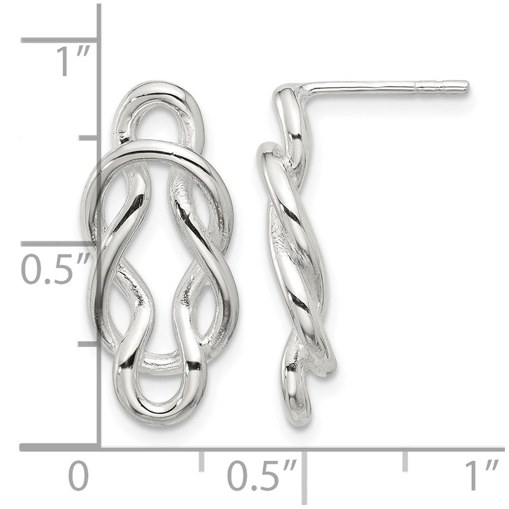 Sterling Silver Polished Double Fancy Knot Post Earrings