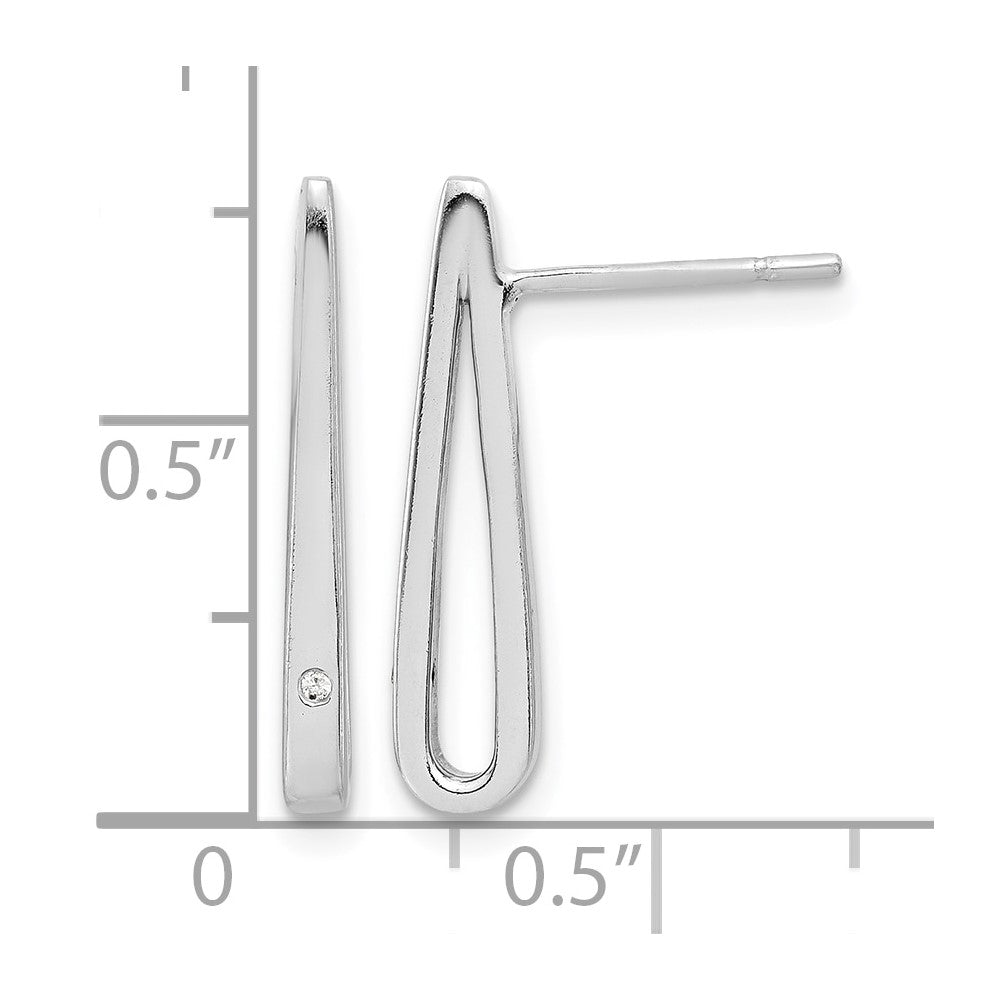 Sterling Silver Rhodium-plated Polished CZ Teardrop Post Earrings