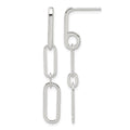 Sterling Silver E-coated Paperclip Link Post Dangle Earrings