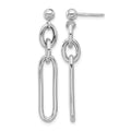 Sterling Silver Rhodium-plated Paperclip Dangle Post Earrings