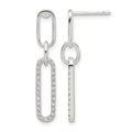 Sterling Silver E-coated CZ Post Dangle Earrings