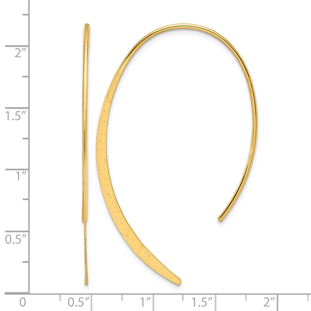 Sterling Silver Gold-plated Brushed and Lasered Threader Earrings