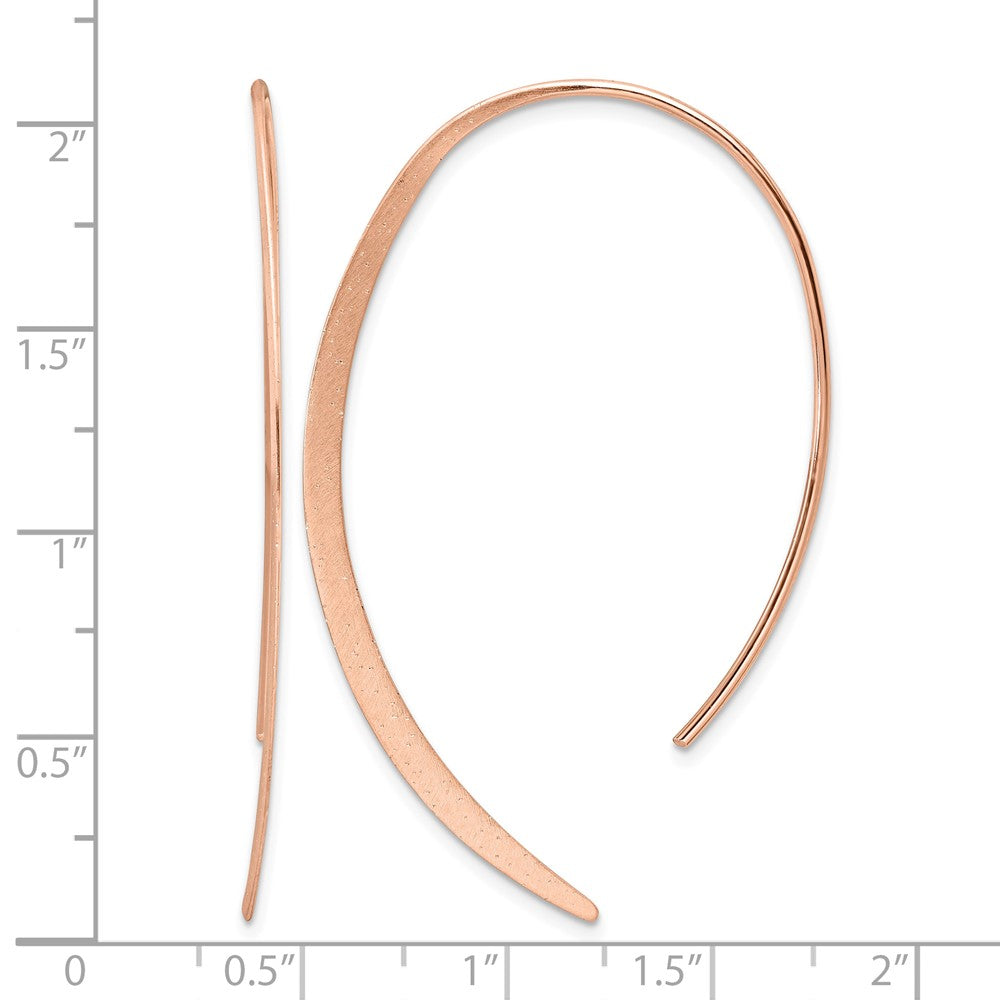 Sterling Silver Rose Gold-plated Brushed and Lasered Threader Earrings