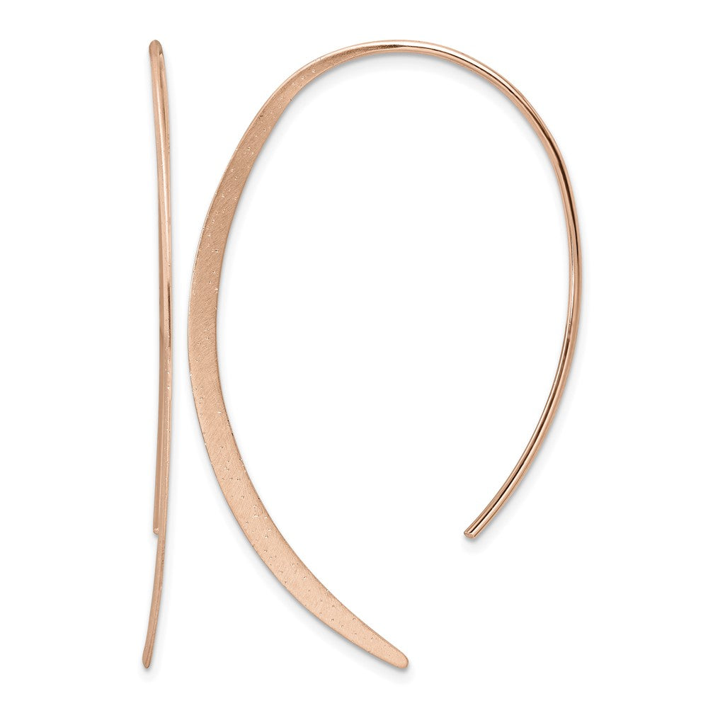 Sterling Silver Rose Gold-plated Brushed and Lasered Threader Earrings