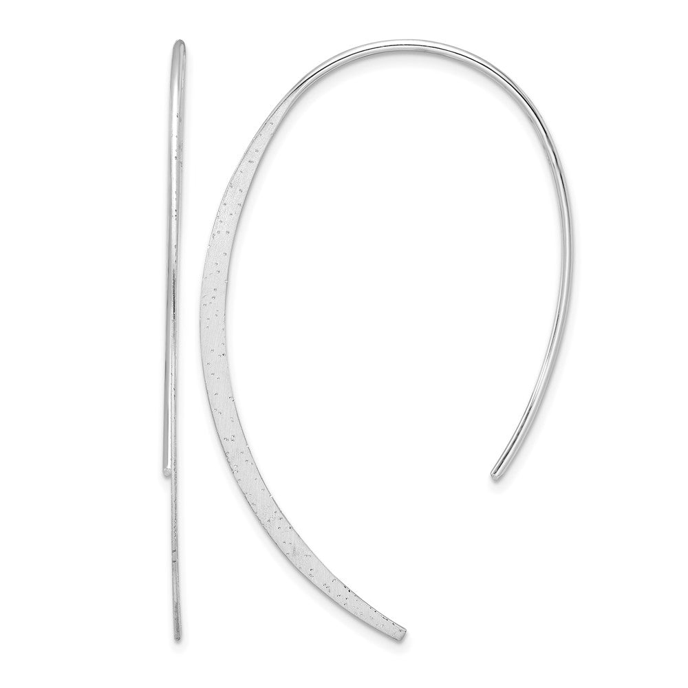 Sterling Silver Rhodium-plated Brushed and Lasered Threader Earrings