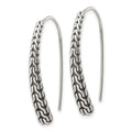 Sterling Silver Polished and Antiqued Textured Dangle Earrings