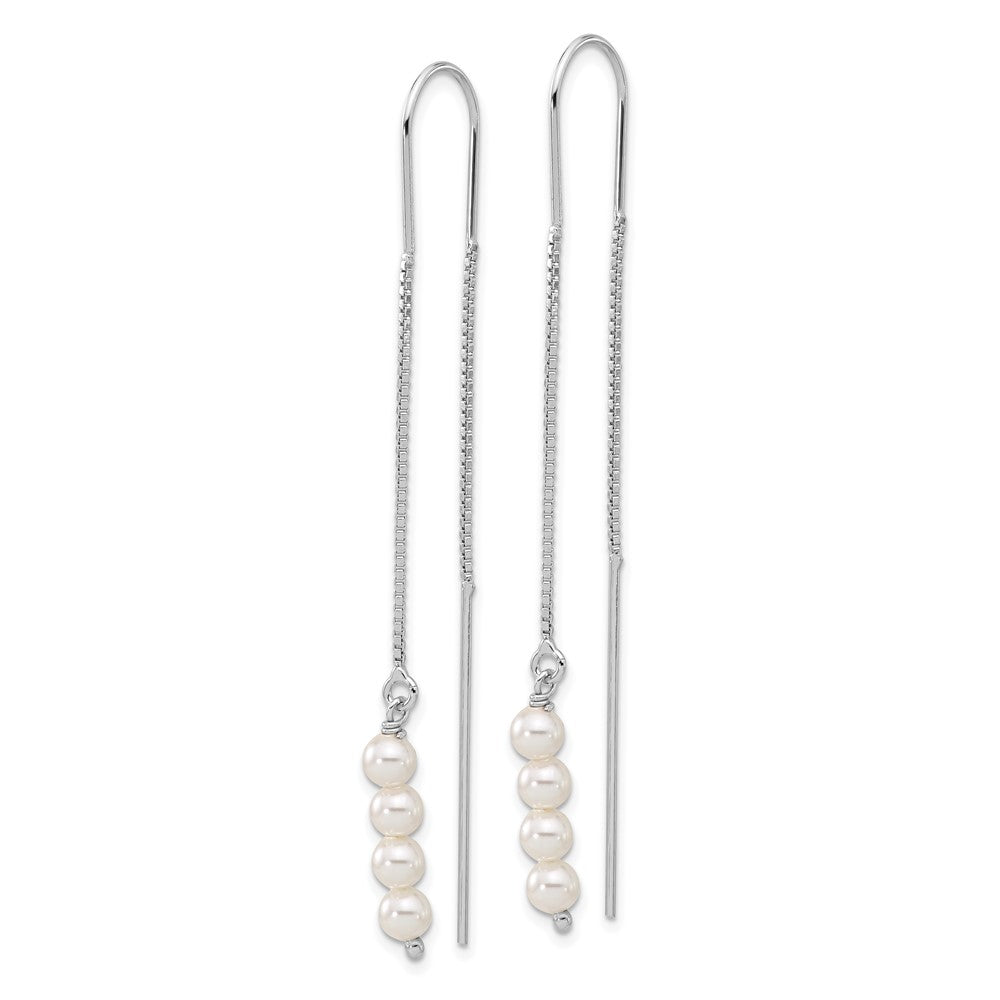 Sterling Silver Rhodium-plated Freshwater Cultured Pearl Threader Earrings