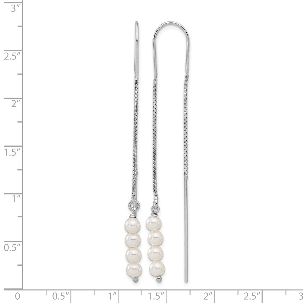 Sterling Silver Rhodium-plated Freshwater Cultured Pearl Threader Earrings