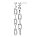 Sterling Silver RH-plated Polish & Textured Chain Post Dangle Earrings