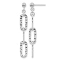 Sterling Silver RH-pltd Polished Hammered Chain Post Dangle Earrings
