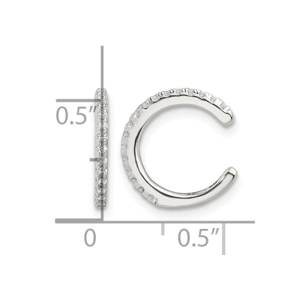 Sterling Silver E-Coating Polished CZ Pair of 2 Cuff Earrings