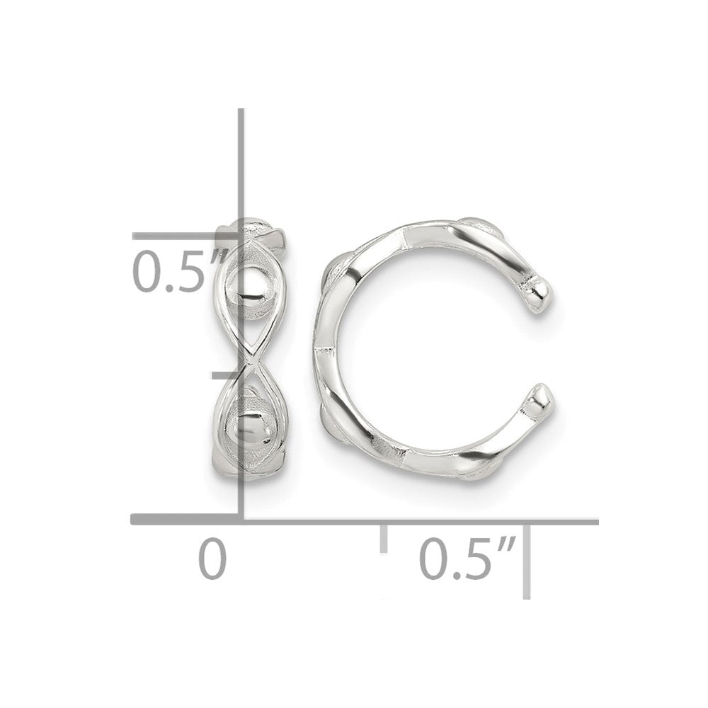Sterling Silver E-Coating Polished Pair of 2 Cuff Earrings