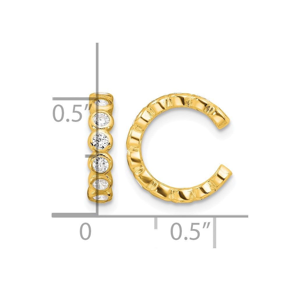 Sterling Silver Flash Gold-pltd Polished CZ Bezel Pair of 2 Cuff Earrings