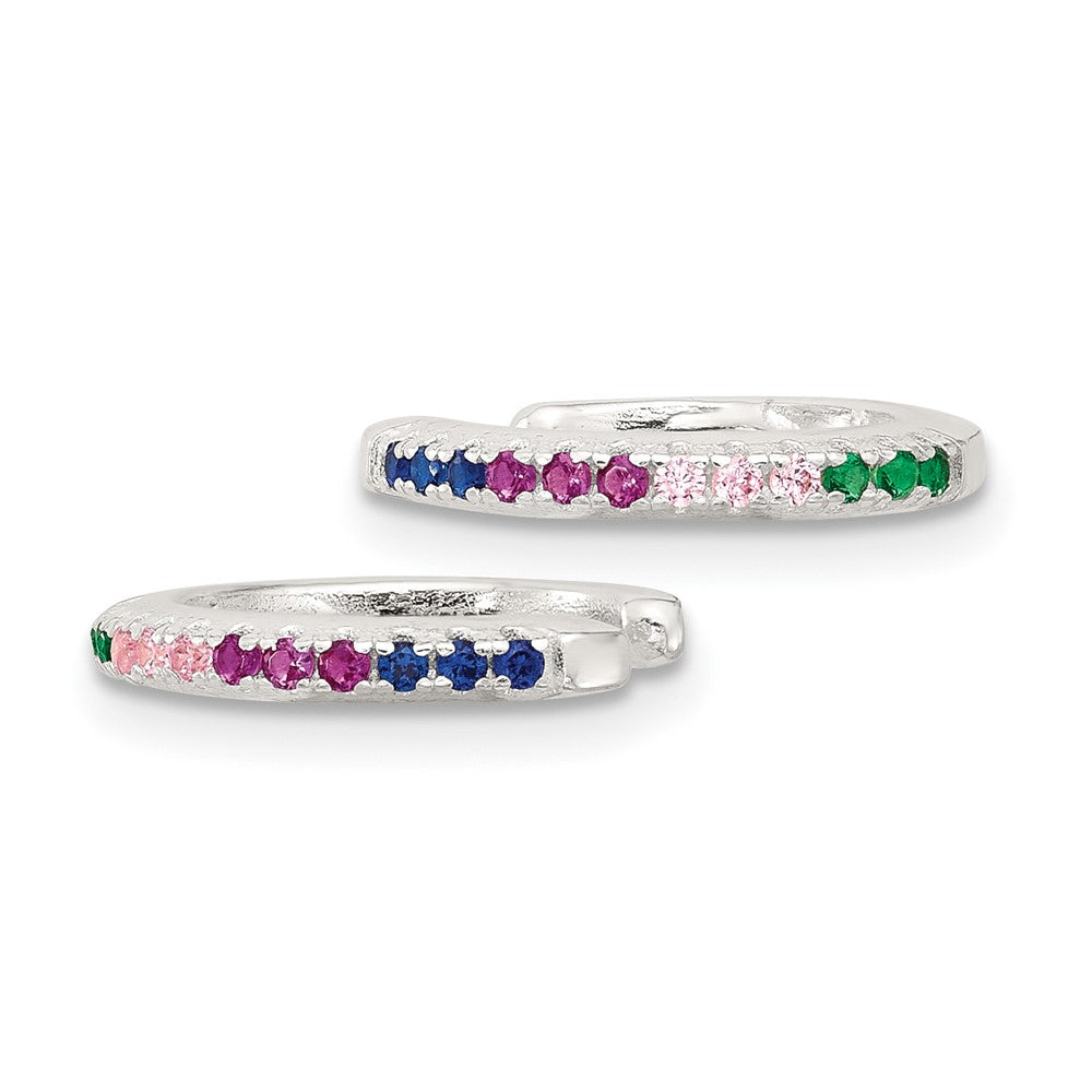 Sterling Silver E-Coating Polished Multi-color CZ Pair of 2 Cuff Earrings