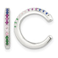 Sterling Silver E-Coating Polished Multi-color CZ Pair of 2 Cuff Earrings