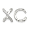 Sterling Silver E-Coating Polished CZ 'X' Pair of 2 Cuff Earrings