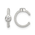 Sterling Silver E-Coating Polish Twisted Bezel CZ Pair of 2 Cuff Earrings