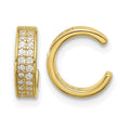 Sterling Silver Gold-tone Polished Two Row CZ Pair of 2 Cuff Earrings