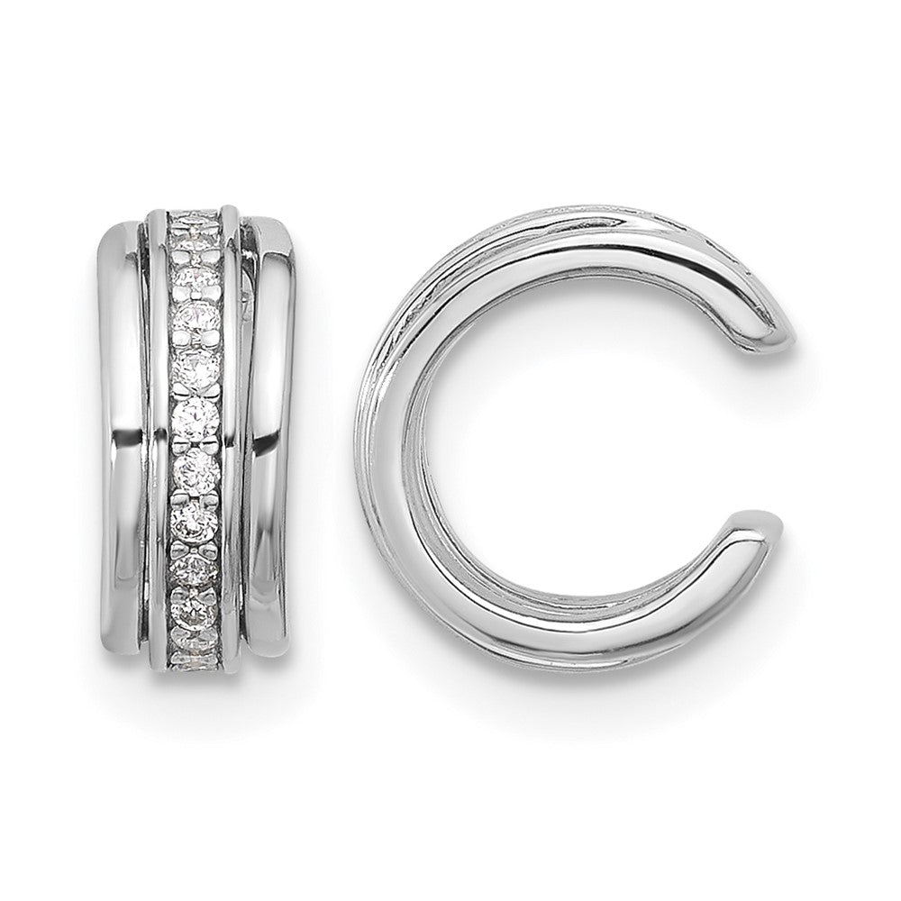 Sterling Silver Rhodium-plated Polished CZ Pair of 2 Cuff Earrings