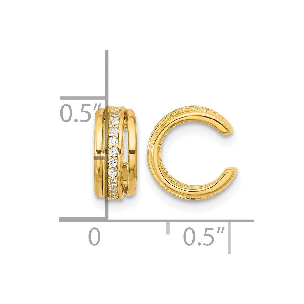 Sterling Silver Gold-plated Polished CZ Pair of 2 Cuff Earrings