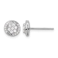 Sterling Silver Rhodium-plated Polished Cluster Pavé CZ Post Earrings