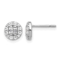 Sterling Silver Rhodium-plated Polished CZ Halo Cluster Post Earrings