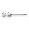 Sterling Silver RH-plated Polished 6 Prong 3mm CZ Post Stud Earrings