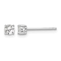 Sterling Silver RH-plated 4mm Created White Sapphire Stud Earrings