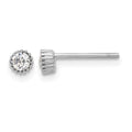 Sterling Silver Rhodium-plated 3mm CZ Grooved Bezel Post Stud Earrings