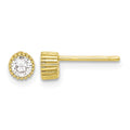 Sterling Silver Gold-plated 4mm CZ Grooved Bezel Post Stud Earrings