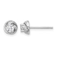 Sterling Silver Rhodium-plated Polished Swirl CZ Circle Post Earrings