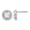 Sterling Silver Rhodium-plated Polished Round CZ Halo Post Earrings
