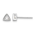Sterling Silver RH-plated Polished 4mm CZ Triangle Post Stud Earrings