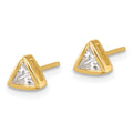 Sterling Silver Gold-tone Polished 4mm CZ Triangle Post Stud Earrings
