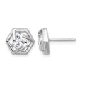 Sterling Silver Rhodium-plated Polished CZ Hexagon Post Earrings