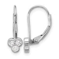 Sterling Silver Rhodium-plated Polished Three CZ Leverback Earrings