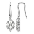 Sterling Silver Rhod-plated Polished Fancy CZ Cluster Dangle Earrings