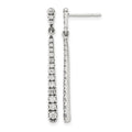 Sterling Silver Polished & Antiqued Graduated CZ Post Dangle Earrings
