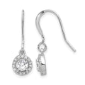 Sterling Silver Rhodium-plated Polished Round CZ Halo Dangle Earrings