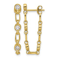 Sterling Silver Gold-tone Bezel CZ Post Dangle Earrings