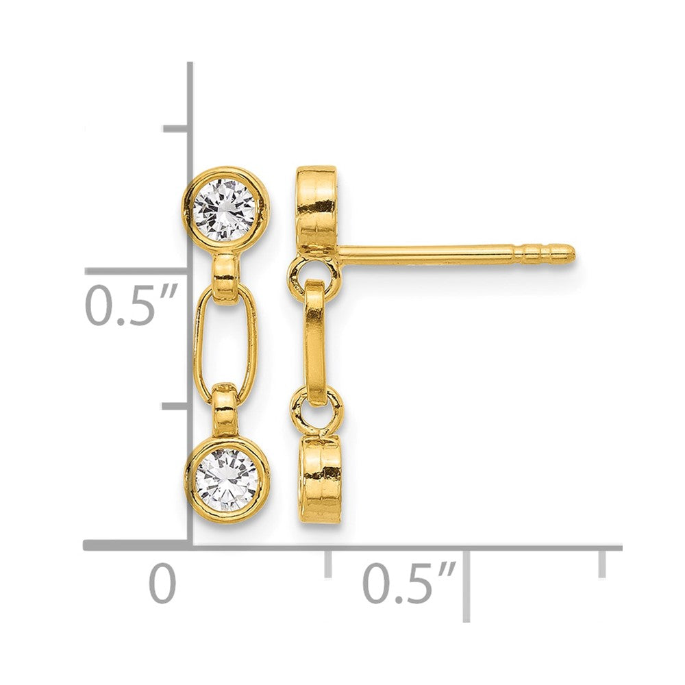 Sterling Silver Gold-tone Bezel CZ Post Dangle Earrings