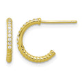 Sterling Silver Gold-tone CZ J-Hoop Post Earrings