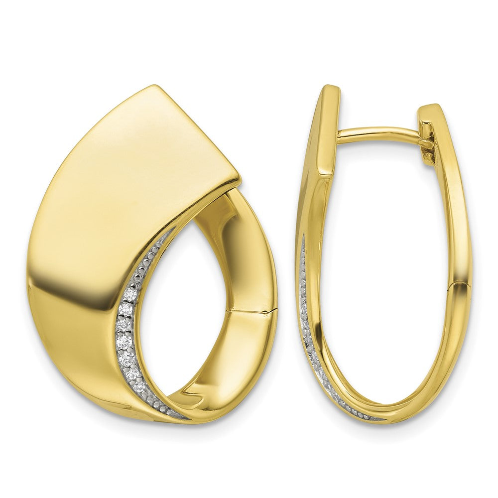 Sterling Silver Gold-tone Polished Fancy CZ Earrings